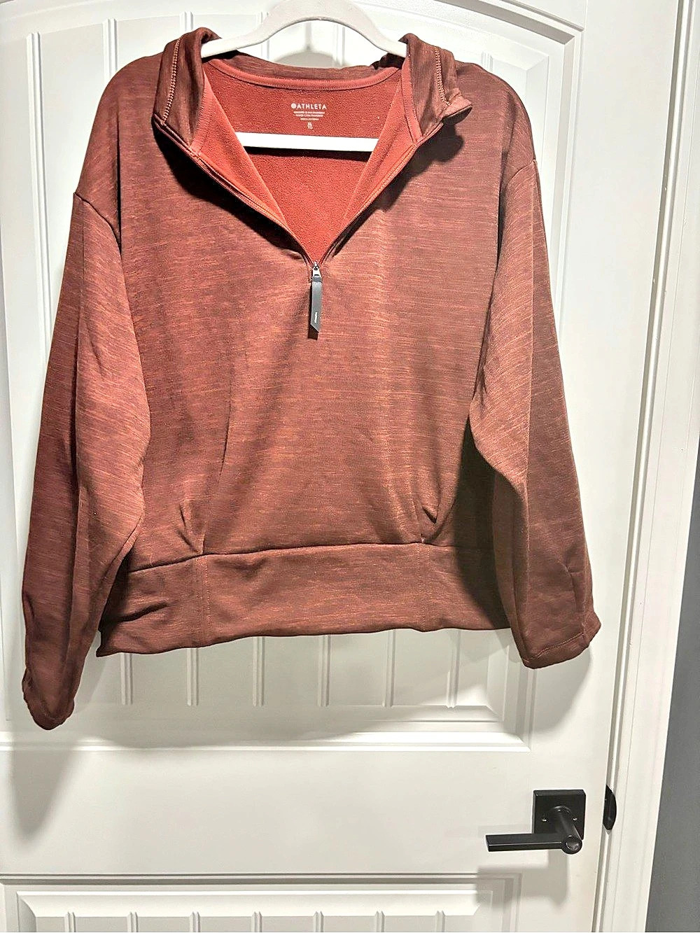 Athleta Forever Fleece 1/2 Zip Hoodie Brown XL